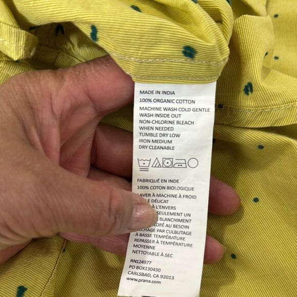 Prana Men's Yellow Short Sleeve Shirt - Picture 5 of 6